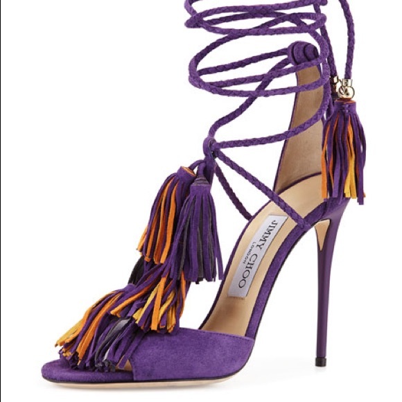 SOLD  | Jimmy Choo Mindy Fringe Sandal Heel Purple - Picture 5 of 7